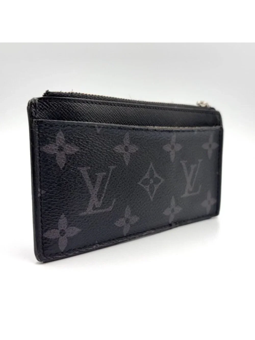 Louis Vuitton Coin Card Case Monogram Eclipse Enabled Leather Gray Black Purse